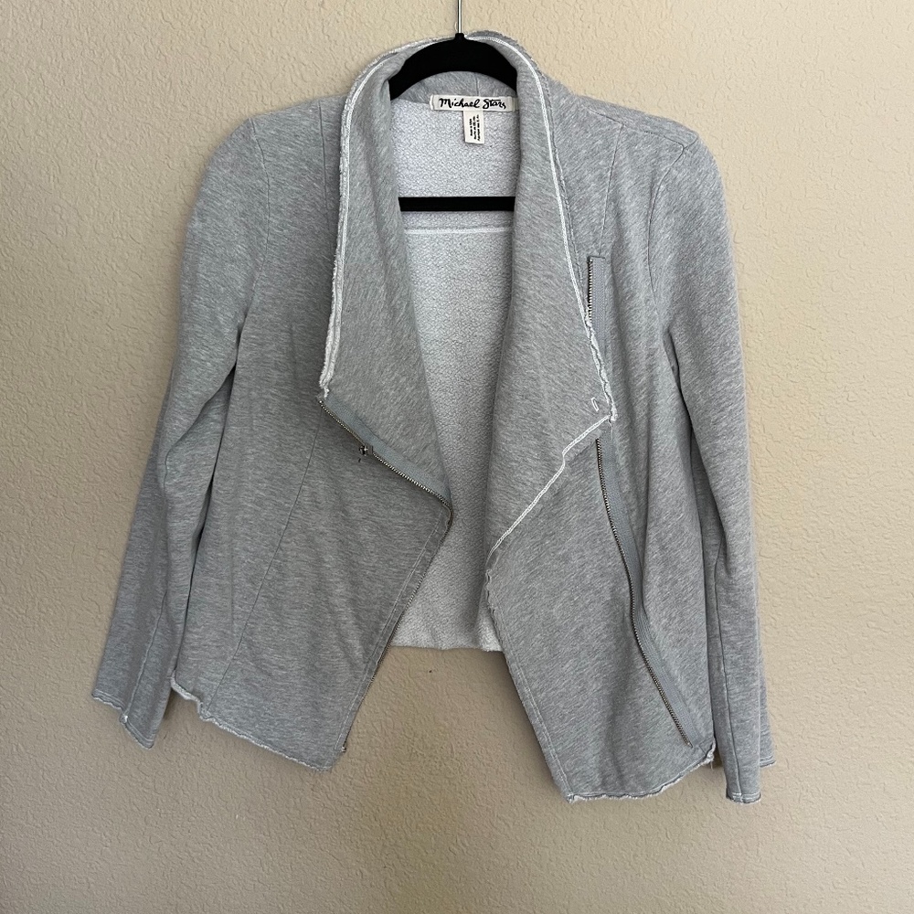 Michael Stars Moto Sweatshirt Jacket - Gray - Size Small
